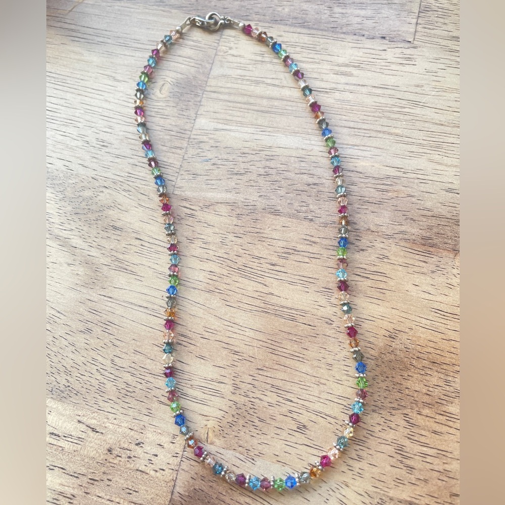 Multicolor Crystals & Sterling Beaded Necklace